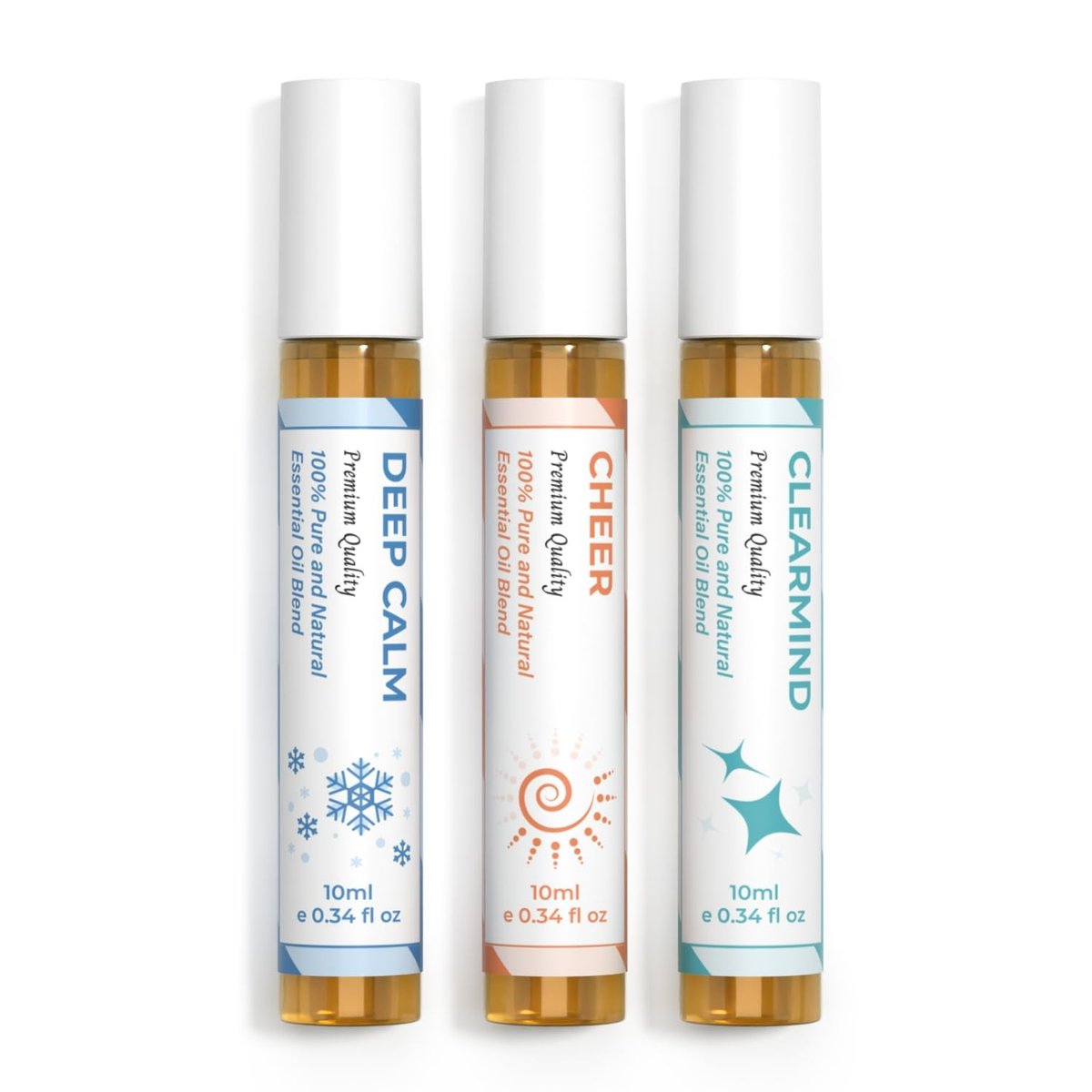 benatu Aromatherapie Roll-On Set: Deep Calm, Cheer & ClearMind – 3er-Pack ätherische Öle für Massage, Körperpflege und Zuhause, ideales Geschenk für Männer und Frauen