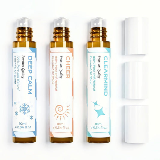 benatu Aromatherapie Roll-On Set: Deep Calm, Cheer & ClearMind – 3er-Pack ätherische Öle für Massage, Körperpflege und Zuhause, ideales Geschenk für Männer und Frauen