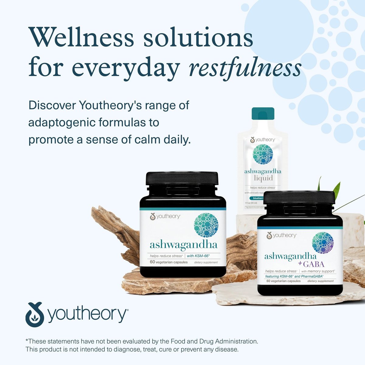 Youtheory Ashwagandha mit Bio KSM-66 Ashwagandha – Kräutermischung zur Unterstützung von Stressabbau und Energielevel* – 1.000 mg – 90 vegane Kapseln (45-Tage-Vorrat)