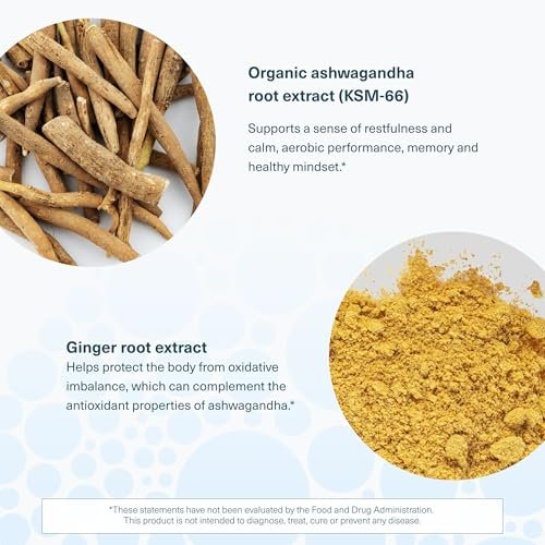 Youtheory Ashwagandha mit Bio KSM-66 Ashwagandha – Kräutermischung zur Unterstützung von Stressabbau und Energielevel* – 1.000 mg – 90 vegane Kapseln (45-Tage-Vorrat)