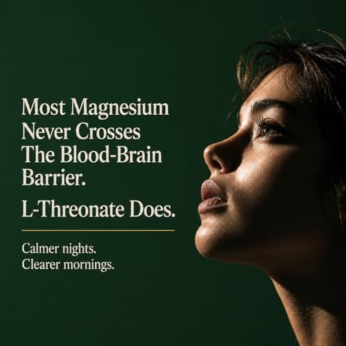 Magnesium L-Threonat mit Apigenin, Baldrianwurzel & L-Theanin – Schlaf- und Gehirnergänzung ohne Melatonin – klinisch untersuchte 7-Inhaltsstoff-Formel – Gedächtnis & Fokus – 60 Kapseln