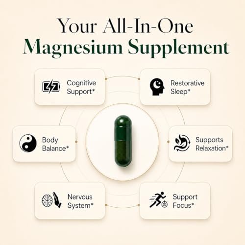 Magnesium L-Threonat mit Apigenin, Baldrianwurzel & L-Theanin – Schlaf- und Gehirnergänzung ohne Melatonin – klinisch untersuchte 7-Inhaltsstoff-Formel – Gedächtnis & Fokus – 60 Kapseln