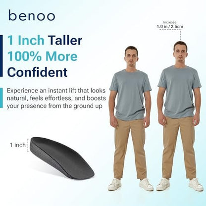 Fersenerhöhung (2,5 cm) Höhenverstellbare Einlagen für Männer, Halbe Schuh-Einlegesohle, Komfortabler sofortiger Höhengewinn (Männer 10-11,5)