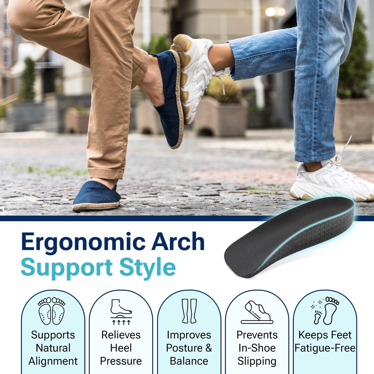Fersenerhöhung (2,5 cm) Höhenverstellbare Einlagen für Männer, Halbe Schuh-Einlegesohle, Komfortabler sofortiger Höhengewinn (Männer 10-11,5)