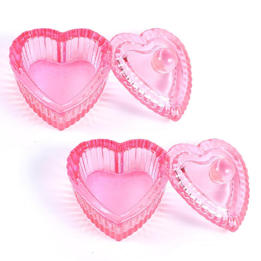 Nogeqi 2er-Set Dappen-Glasnäpfe für Monomer, Kristall-Monomer-Schale für Nagelbürsten, mit Deckel, für Nagelsalon und Heimgebrauch (Pink)