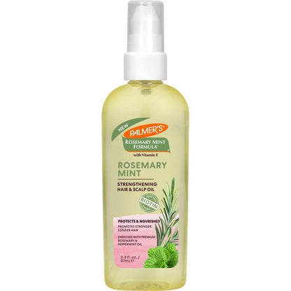 Palmer's Rosmarin-Minz Haaröl, Stärkendes Haar- und Kopfhautöl, 3,3 fl. oz, Fördert das Haarwachstum, Feuchtigkeitsspendend und Schützend gegen Haarbruch, Pflegt trockene Haarwurzeln, Verleiht Geschmeidigkeit und Glanz