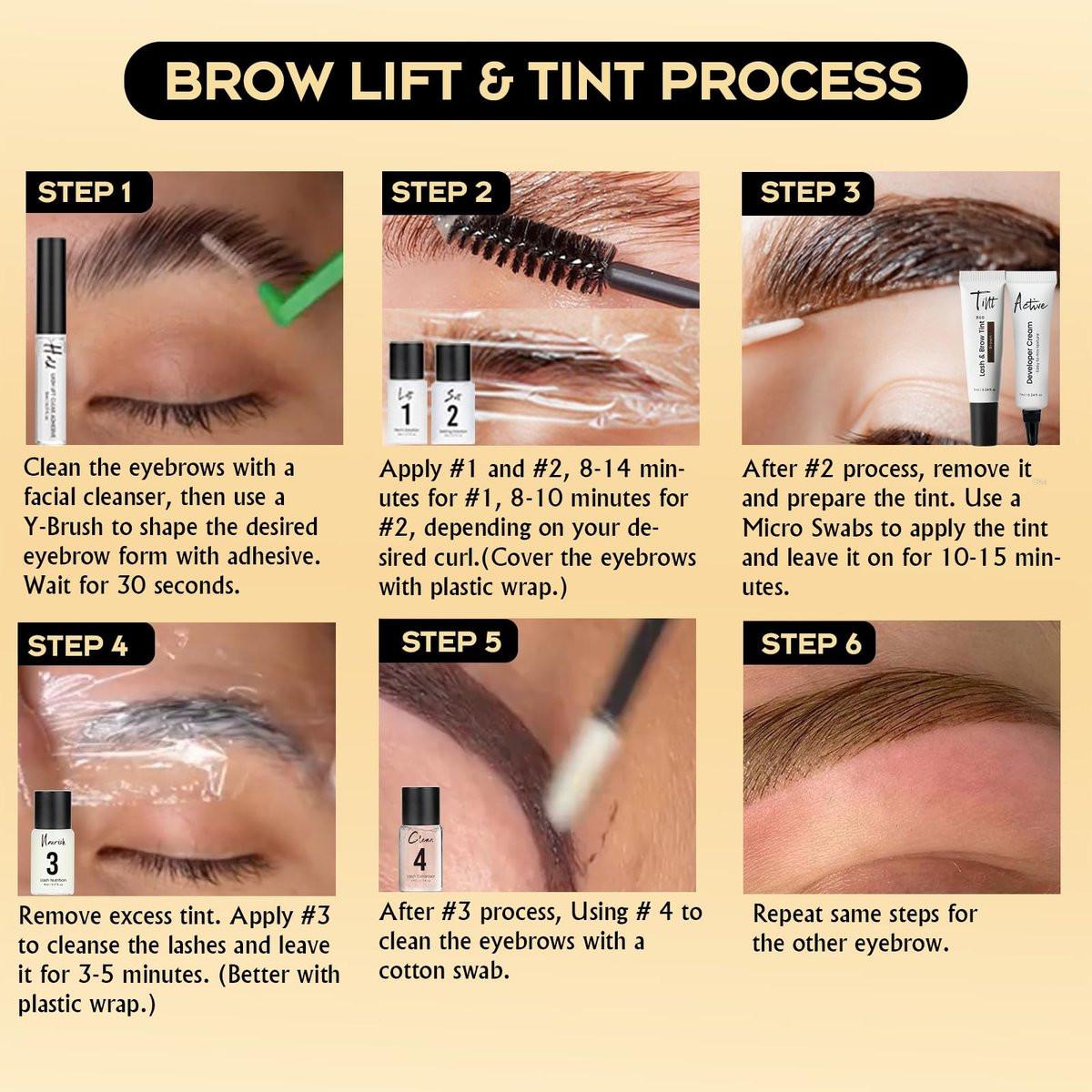 GOLLEE Lash Lift Kit 4 in 1 Brow Lamination Kit – Professionelles Wimpern-Perm-Set für Anfänger und Profis, Lang anhaltende natürliche braune Farbe, 1,33 Fl Oz
