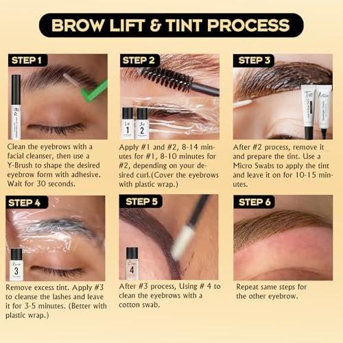 GOLLEE Lash Lift Kit 4 in 1 Brow Lamination Kit – Professionelles Wimpern-Perm-Set für Anfänger und Profis, Lang anhaltende natürliche braune Farbe, 1,33 Fl Oz