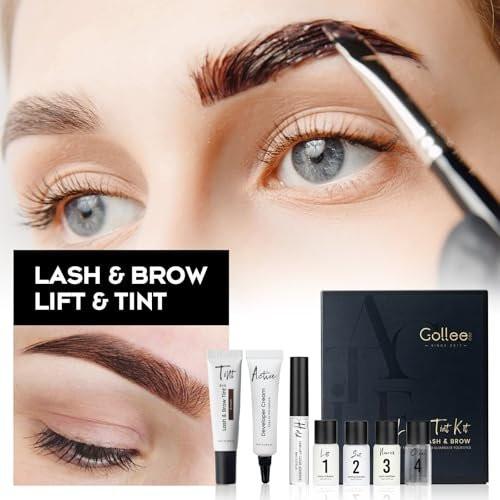 GOLLEE Lash Lift Kit 4 in 1 Brow Lamination Kit – Professionelles Wimpern-Perm-Set für Anfänger und Profis, Lang anhaltende natürliche braune Farbe, 1,33 Fl Oz