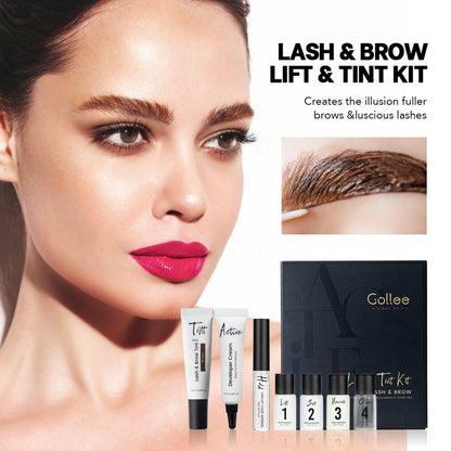 GOLLEE Lash Lift Kit 4 in 1 Brow Lamination Kit – Professionelles Wimpern-Perm-Set für Anfänger und Profis, Lang anhaltende natürliche braune Farbe, 1,33 Fl Oz