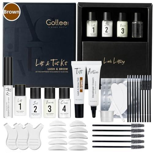 GOLLEE Lash Lift Kit 4 in 1 Brow Lamination Kit – Professionelles Wimpern-Perm-Set für Anfänger und Profis, Lang anhaltende natürliche braune Farbe, 1,33 Fl Oz