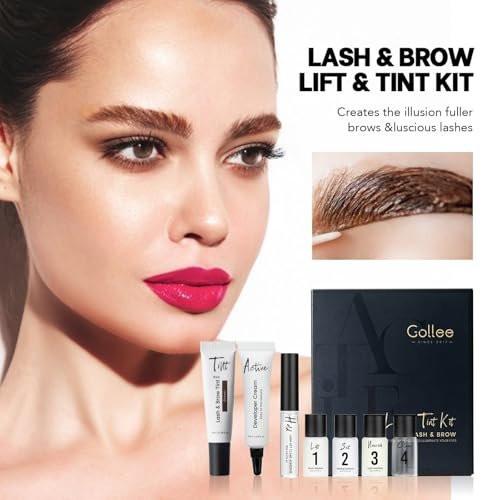 GOLLEE Lash Lift Kit 4 in 1 Brow Lamination Kit – Professionelles Wimpern-Perm-Set für Anfänger und Profis, Lang anhaltende natürliche braune Farbe, 1,33 Fl Oz