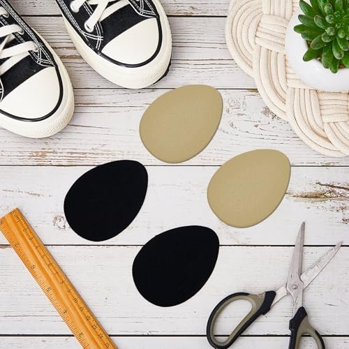 Jecery 36 Stück Wildledersohlen für Tanzschuhe, rutschfeste Schuhpads für die Unterseite von High Heels, selbstklebende Schutzpads für Damen (Beige, Schwarz)