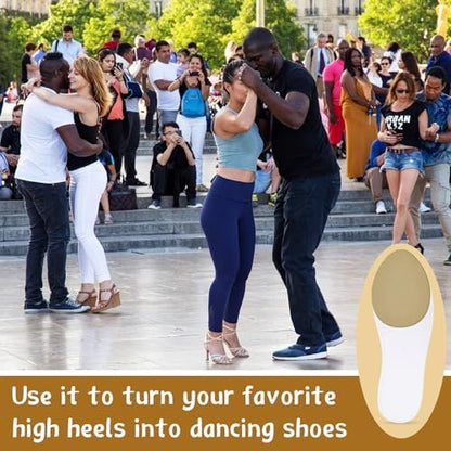 Jecery 36 Stück Wildledersohlen für Tanzschuhe, rutschfeste Schuhpads für die Unterseite von High Heels, selbstklebende Schutzpads für Damen (Beige, Schwarz)
