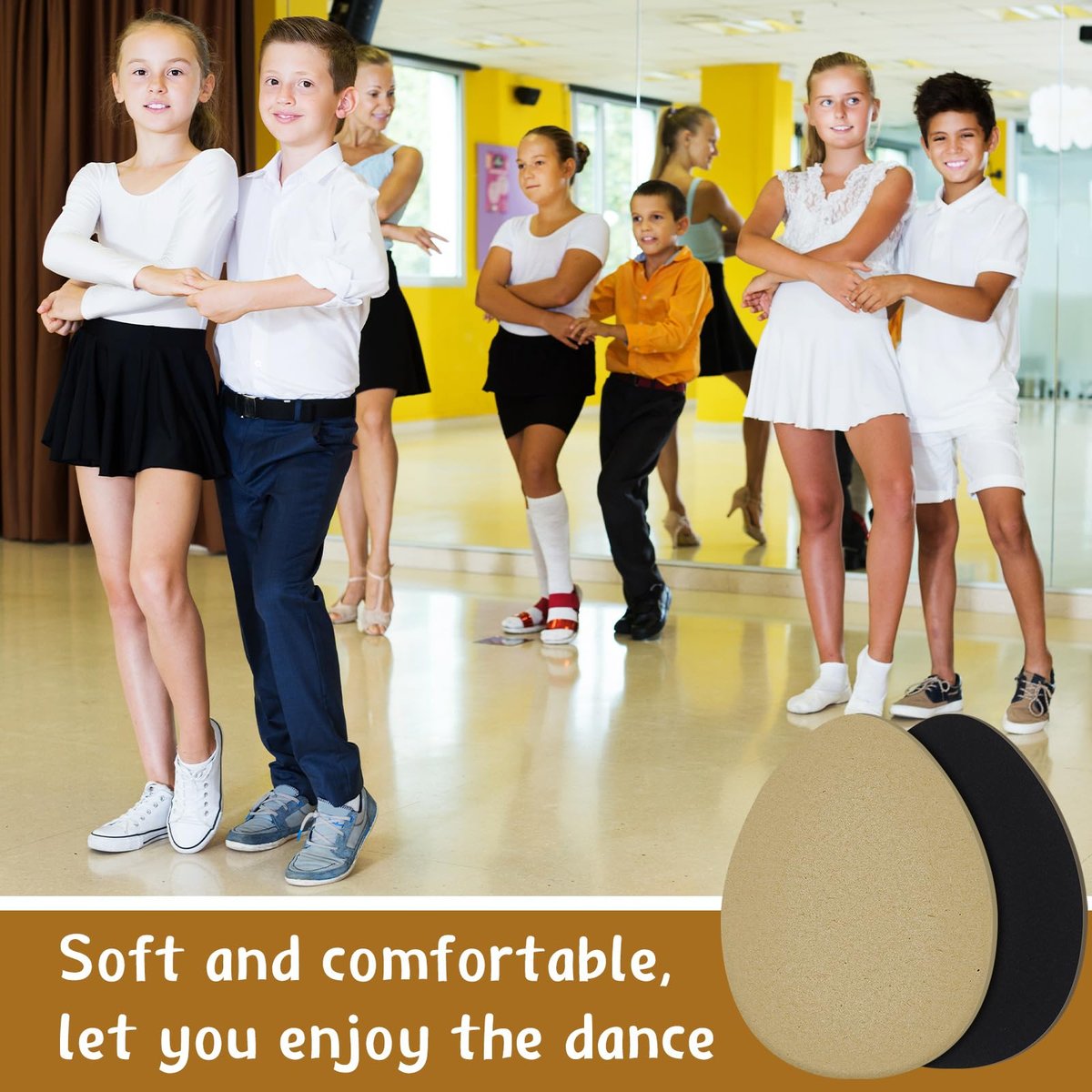 Jecery 36 Stück Wildledersohlen für Tanzschuhe, rutschfeste Schuhpads für die Unterseite von High Heels, selbstklebende Schutzpads für Damen (Beige, Schwarz)