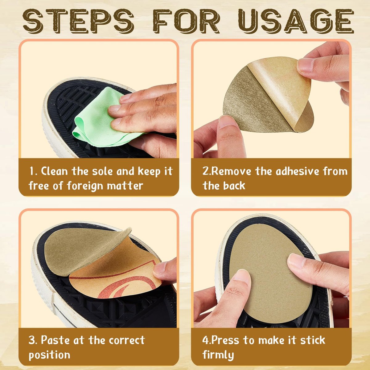 Jecery 36 Stück Wildledersohlen für Tanzschuhe, rutschfeste Schuhpads für die Unterseite von High Heels, selbstklebende Schutzpads für Damen (Beige, Schwarz)