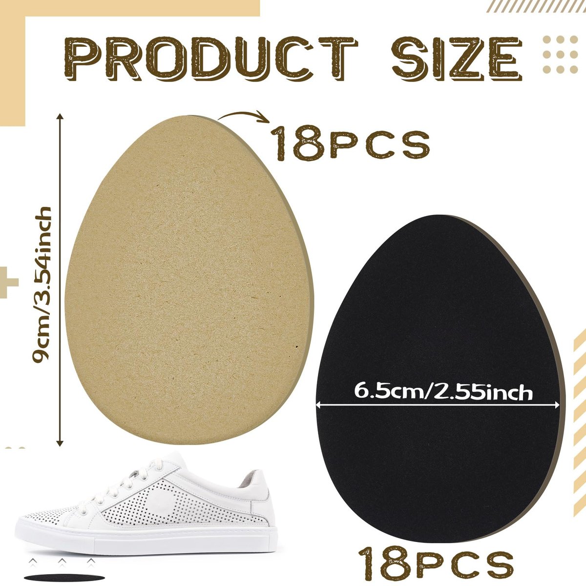 Jecery 36 Stück Wildledersohlen für Tanzschuhe, rutschfeste Schuhpads für die Unterseite von High Heels, selbstklebende Schutzpads für Damen (Beige, Schwarz)