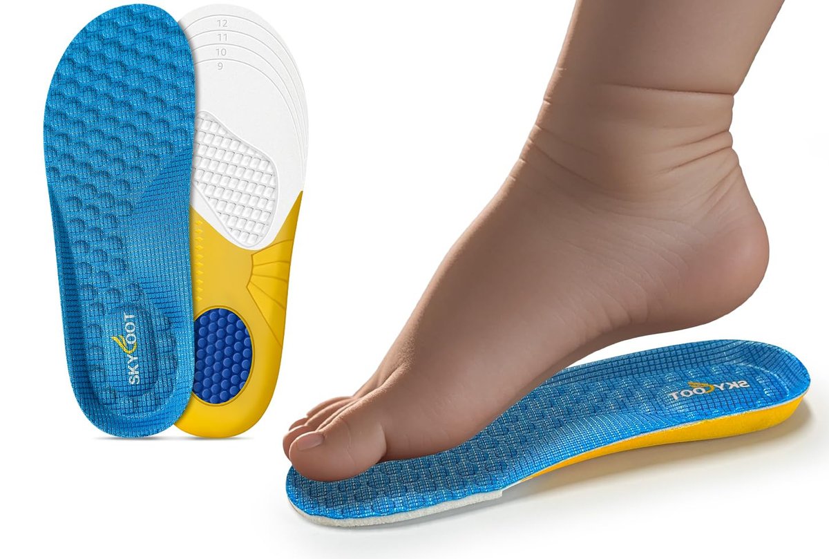 Skyfoot Kindereinlegesohlen - Komfortable, atmungsaktive Ersatzsohlen für abgenutzte Schuhe - Zuschneidbar für Sneaker (Blau - 1 Paar, Kleinkind: 9-12,5)