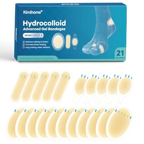 Gel Blasenpflaster – 21 Stück Hydrokolloid-Pflaster für die Füße, Blasenpflaster zur Vorbeugung und Genesung, wasserabweisende Klebepflaster für Ferse, Zehen, tägliche & Reise-Essentials (Sortiert)