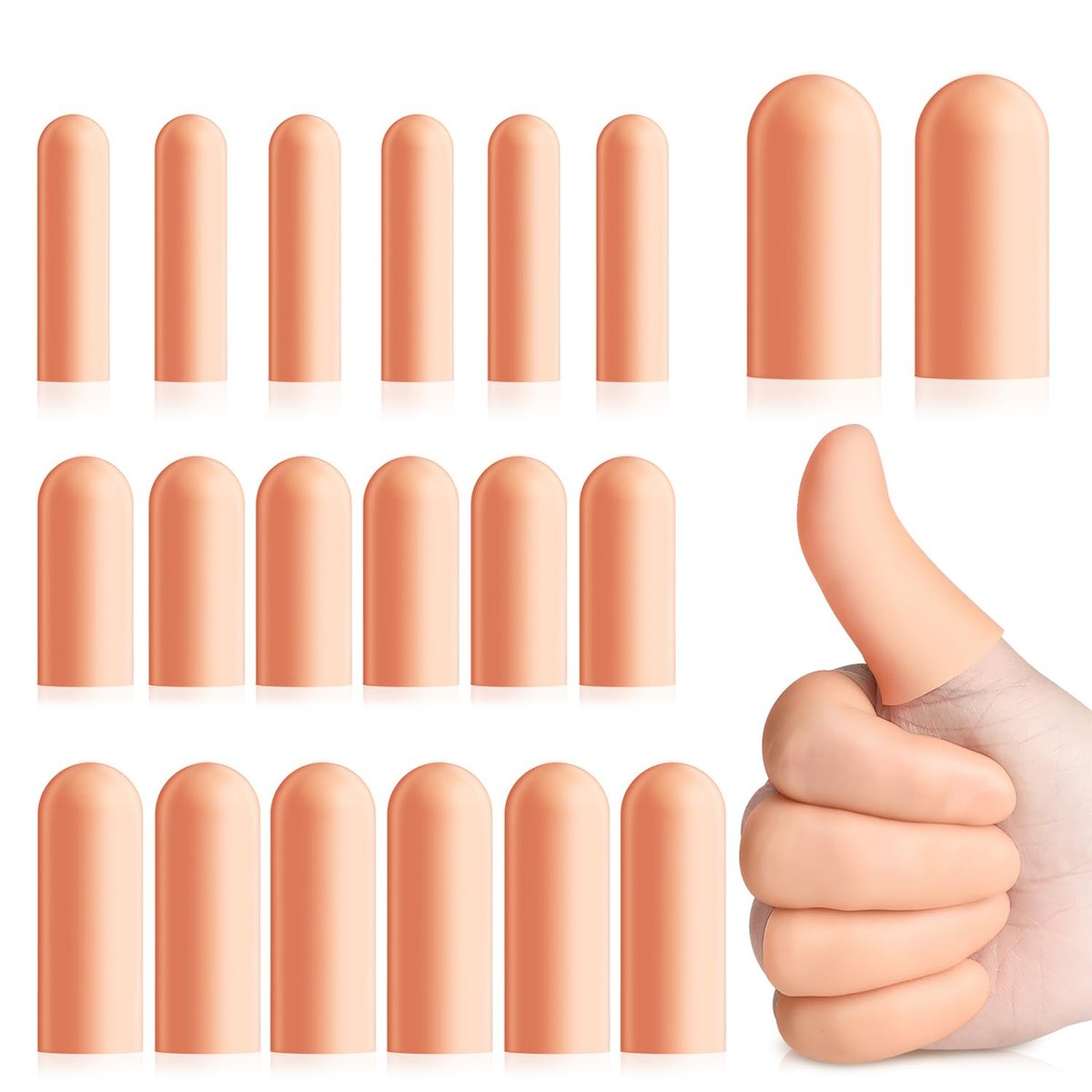 20 Stück Gel-Fingerschützer, Fingerkappen aus Silikon, weiche, hoch elastische Fingerspitzen-Bandagen zur Linderung von Arthritis, rissiger Haut und anderen Fingerschmerzen (Mehrfachgrößen)