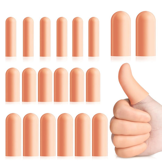20 Stück Gel-Fingerschützer, Fingerkappen aus Silikon, weiche, hoch elastische Fingerspitzen-Bandagen zur Linderung von Arthritis, rissiger Haut und anderen Fingerschmerzen (Mehrfachgrößen)