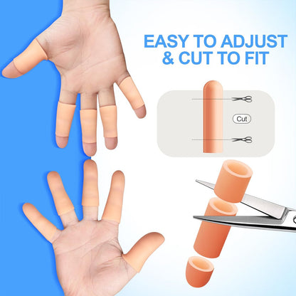 20 Stück Gel-Fingerschützer, Fingerkappen aus Silikon, weiche, hoch elastische Fingerspitzen-Bandagen zur Linderung von Arthritis, rissiger Haut und anderen Fingerschmerzen (Mehrfachgrößen)