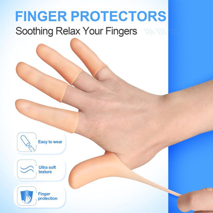 20 Stück Gel-Fingerschützer, Fingerkappen aus Silikon, weiche, hoch elastische Fingerspitzen-Bandagen zur Linderung von Arthritis, rissiger Haut und anderen Fingerschmerzen (Mehrfachgrößen)