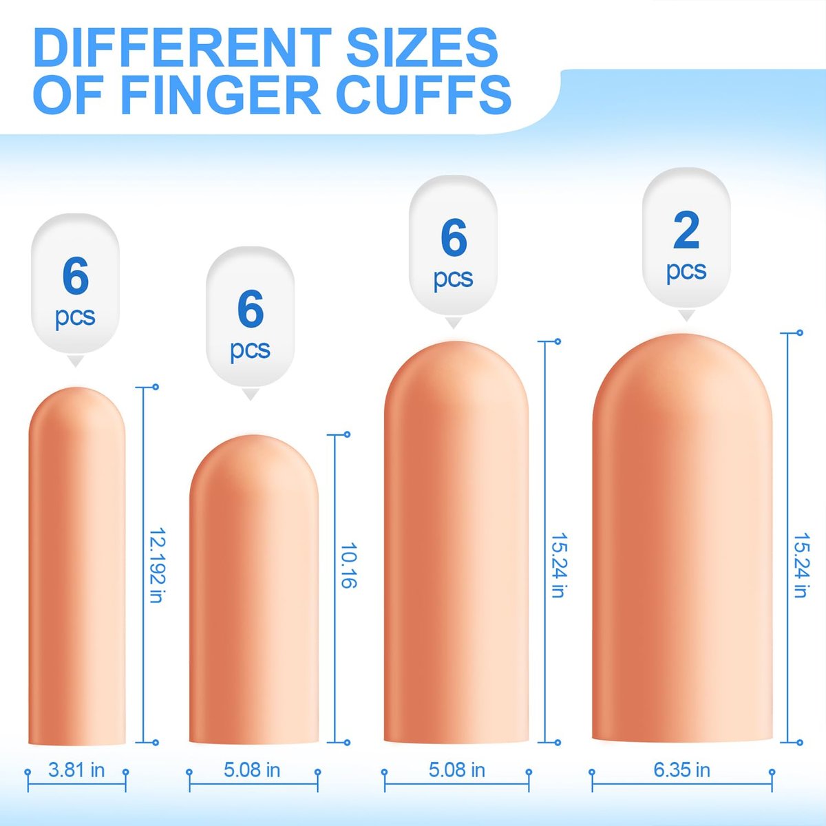 20 Stück Gel-Fingerschützer, Fingerkappen aus Silikon, weiche, hoch elastische Fingerspitzen-Bandagen zur Linderung von Arthritis, rissiger Haut und anderen Fingerschmerzen (Mehrfachgrößen)