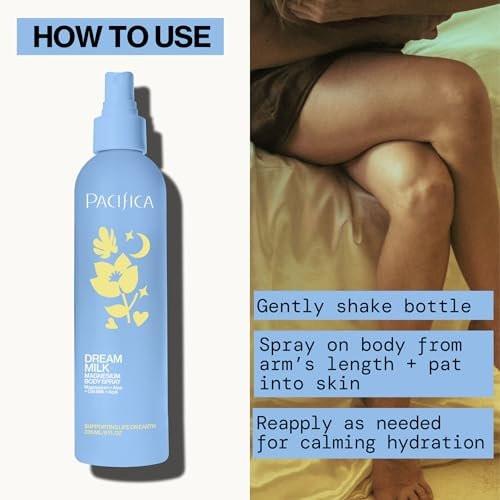 Pacifica Dream Milk Magnesium Spray für Schlaf & Entspannung – Natürlicher Magnesium-Körperspray mit Lavendel, Kamille & ätherischen Ölen, vegan & tierversuchsfrei, Clean Beauty, 240 ml
