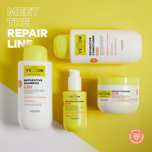 ALFAPARF MILANO Yellow Professional Repair Reparatives Shampoo für geschädigtes Haar – Angereichert mit Bond Complex & Kakaobutter – Für starke, gesunde Haare (500 ml)