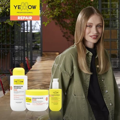 ALFAPARF MILANO Yellow Professional Repair Reparative Mask für geschädigtes Haar – mit Bond Complex & Kakaobutter – für intensive Stärke (300 ml)