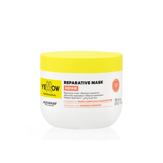 ALFAPARF MILANO Yellow Professional Repair Reparative Mask für geschädigtes Haar – mit Bond Complex & Kakaobutter – für intensive Stärke (300 ml)