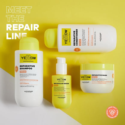 ALFAPARF MILANO Yellow Professional Repair Reparative Mask für geschädigtes Haar – mit Bond Complex & Kakaobutter – für intensive Stärke (300 ml)