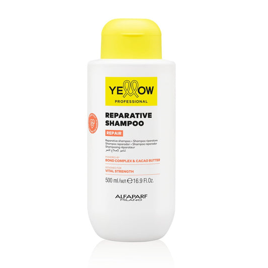 ALFAPARF MILANO Yellow Professional Repair Reparatives Shampoo für geschädigtes Haar – Angereichert mit Bond Complex & Kakaobutter – Für starke, gesunde Haare (500 ml)