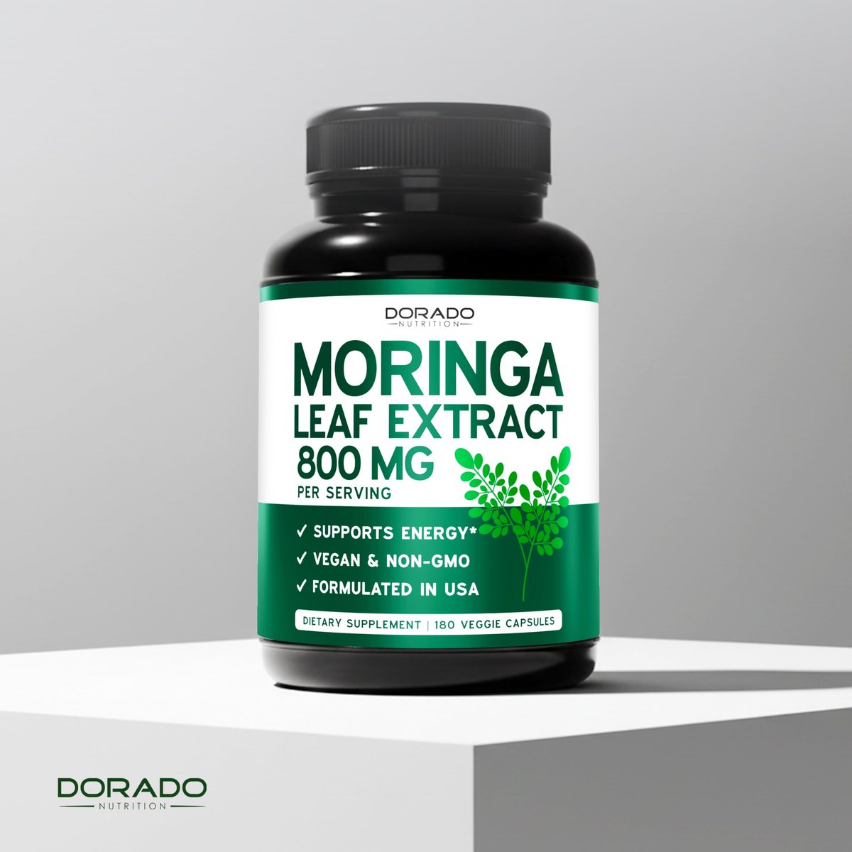 Bio Moringa Kapseln (180 Stück) Reines Bio Moringa Blattpulver - Energie, Haut, Darmunterstützung - Vegan, Laborgeprüft & Nicht-GVO - Hergestellt in den USA