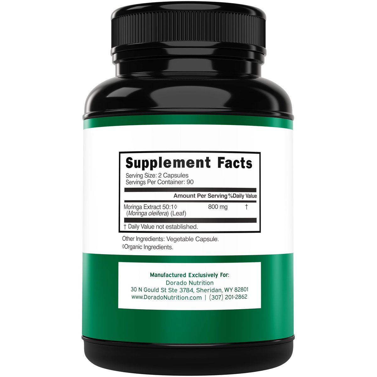Bio Moringa Kapseln (180 Stück) Reines Bio Moringa Blattpulver - Energie, Haut, Darmunterstützung - Vegan, Laborgeprüft & Nicht-GVO - Hergestellt in den USA
