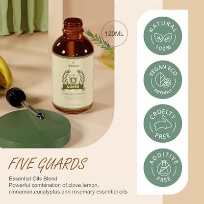 ARVIDSSON Five Guard Essential Oil Blend 4 Fl. Oz (120 ml) – Schutzmischung mit Nelke, Eukalyptus, Zitrone, Zimt und Rosmarin für ein erfrischendes Zuhause