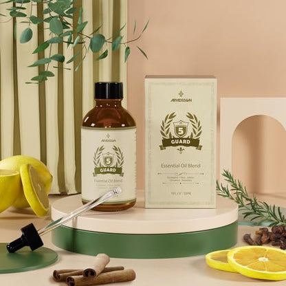 ARVIDSSON Five Guard Essential Oil Blend 4 Fl. Oz (120 ml) – Schutzmischung mit Nelke, Eukalyptus, Zitrone, Zimt und Rosmarin für ein erfrischendes Zuhause