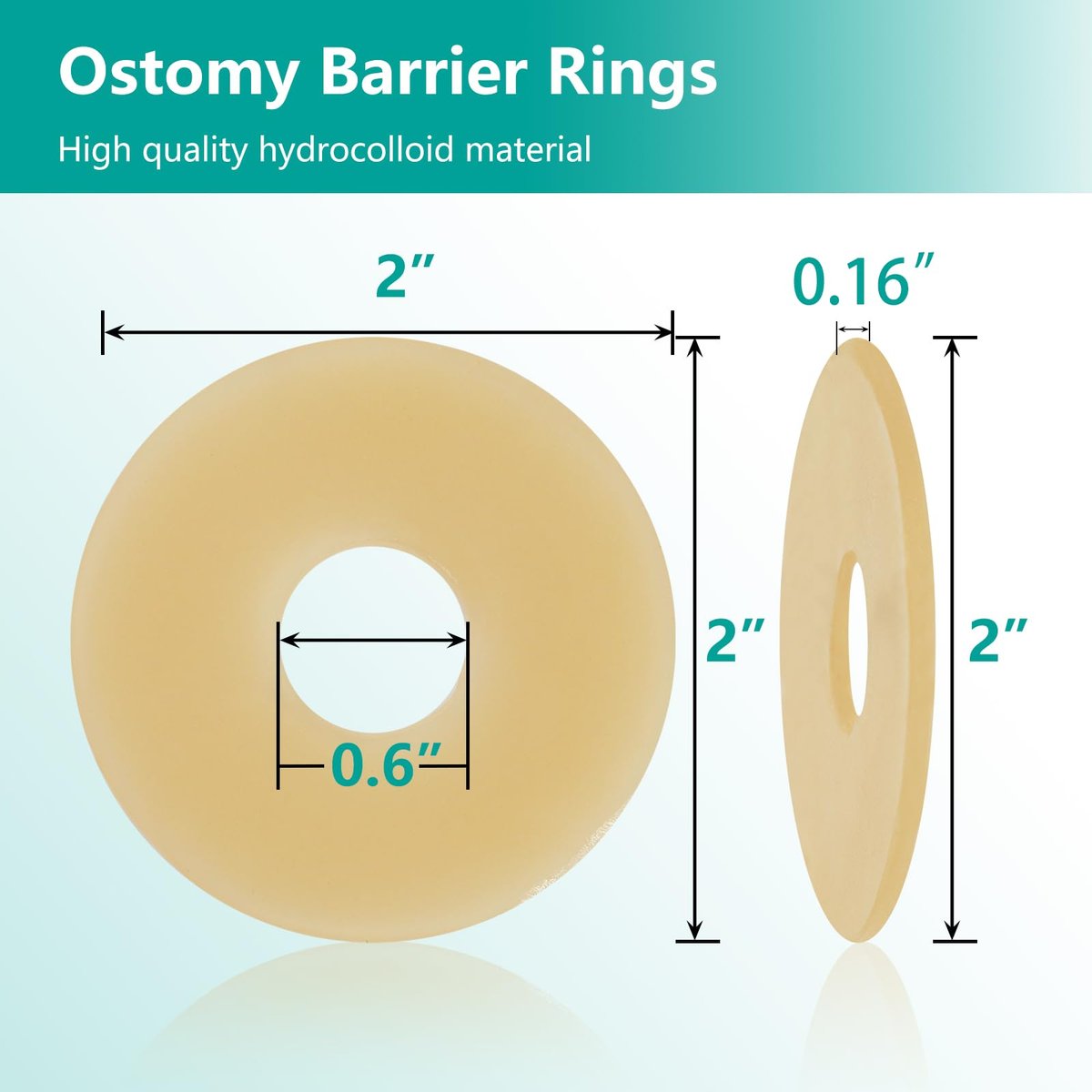 Vlookup Stoma-Barrier-Ringe – Außendurchmesser 2" (50mm), 4mm Dicke, formbare Ostomie-Ringe, Hydrokolloid-Hautschutzringe für Kolostomiebeutel, 10 Stück