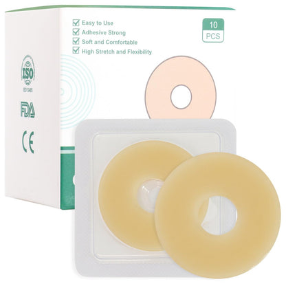 Vlookup Stoma-Barrier-Ringe – Außendurchmesser 2" (50mm), 4mm Dicke, formbare Ostomie-Ringe, Hydrokolloid-Hautschutzringe für Kolostomiebeutel, 10 Stück