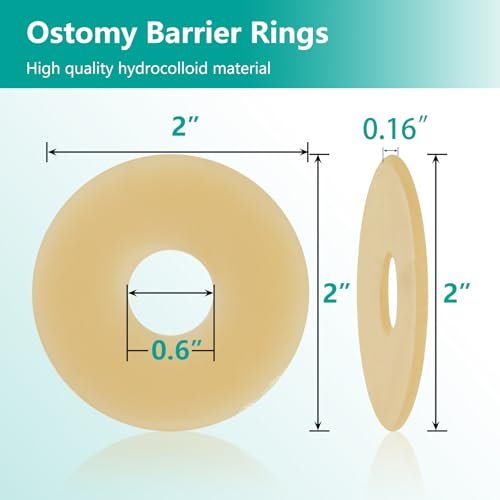 Vlookup Stoma-Barrier-Ringe – Außendurchmesser 2" (50mm), 4mm Dicke, formbare Ostomie-Ringe, Hydrokolloid-Hautschutzringe für Kolostomiebeutel, 10 Stück