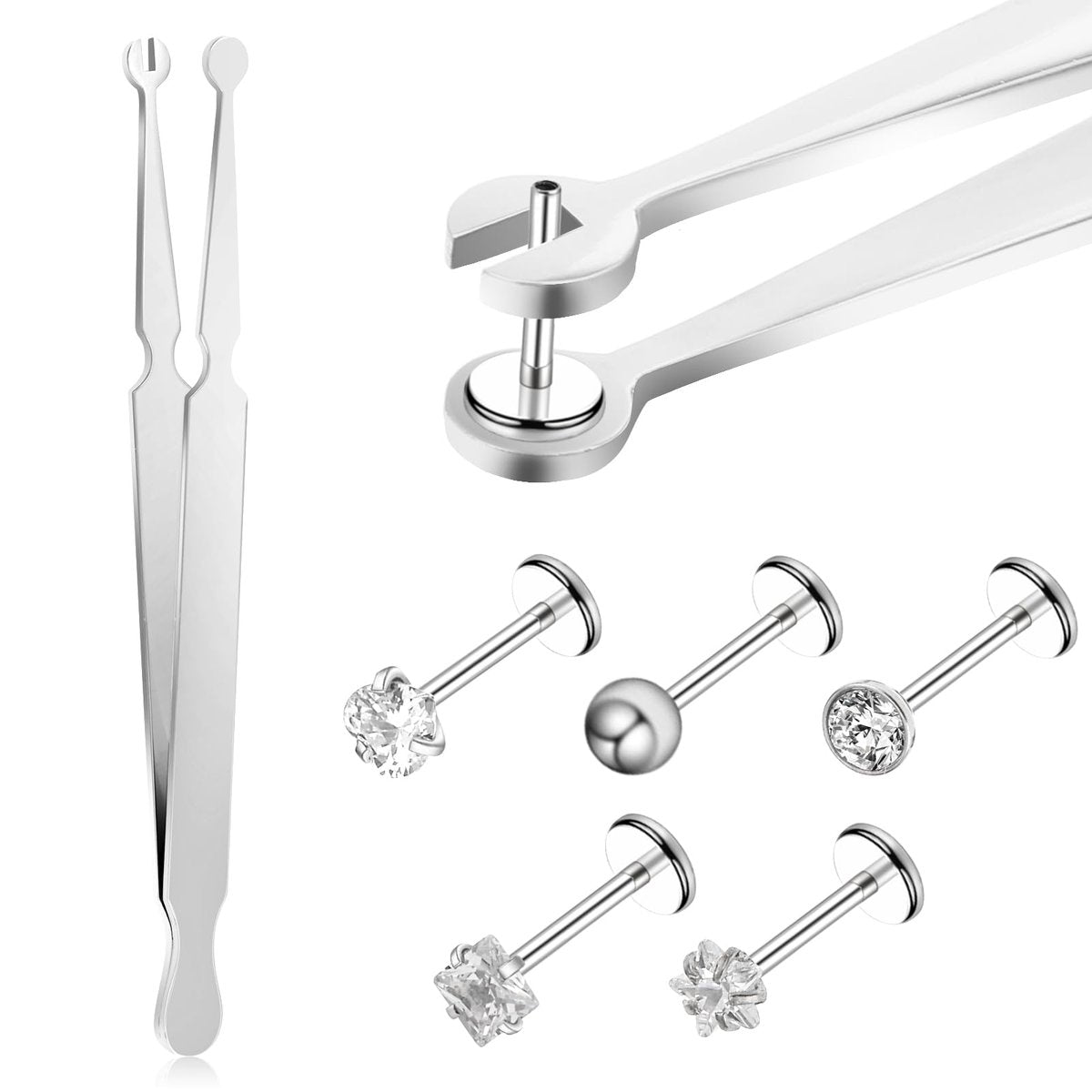 LLOUSSAK Professionelle Piercingklemmen zum Wechseln von Schmuck, Piercing Ball Grabber Werkzeug – ideal für Enthusiasten & Künstler, Piercing-Wechselwerkzeug für Nase, Ohr, Bauchpiercings (Edelstahl)