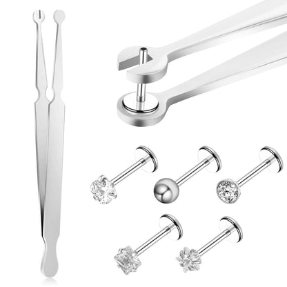 LLOUSSAK Professionelle Piercingklemmen zum Wechseln von Schmuck, Piercing Ball Grabber Werkzeug – ideal für Enthusiasten & Künstler, Piercing-Wechselwerkzeug für Nase, Ohr, Bauchpiercings (Edelstahl)