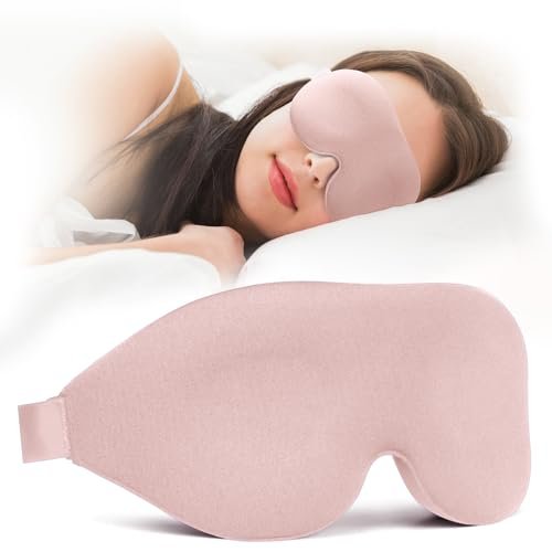 NEWVANGA Schlafmaske für Seiten- und Rückenschläfer – Luxuriöse 3D-Schlafmaske mit Null-Druck, Lichtblockierend, Atmungsaktiv – Memory Foam – Rosa