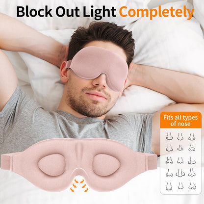 NEWVANGA Schlafmaske für Seiten- und Rückenschläfer – Luxuriöse 3D-Schlafmaske mit Null-Druck, Lichtblockierend, Atmungsaktiv – Memory Foam – Rosa