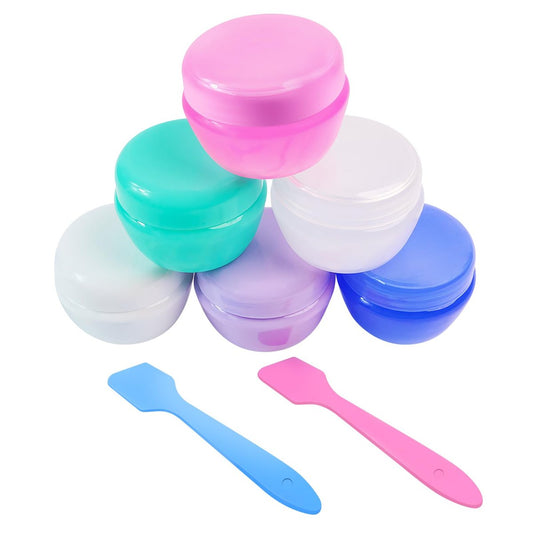 6er Set 20ml Reisebehälter - Praktische Mini-Behälter für Toilettenartikel, Cremes, Lotionen, kompakte Größe für Reisen (inkl. 2 kleine Löffel)