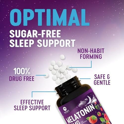 Nature's Peak Melatonin Schlafunterstützung - 10mg pro Portion, schnell lösliche Tabletten mit Erdbeergeschmack, 240 Stück (60 Tage Vorrat)
