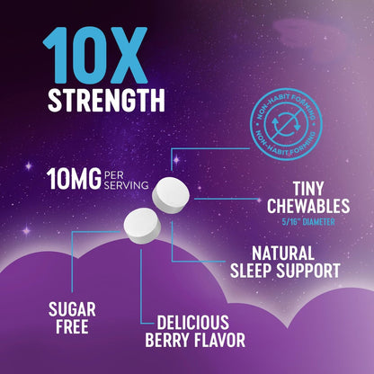 Nature's Peak Melatonin Schlafunterstützung - 10mg pro Portion, schnell lösliche Tabletten mit Erdbeergeschmack, 240 Stück (60 Tage Vorrat)
