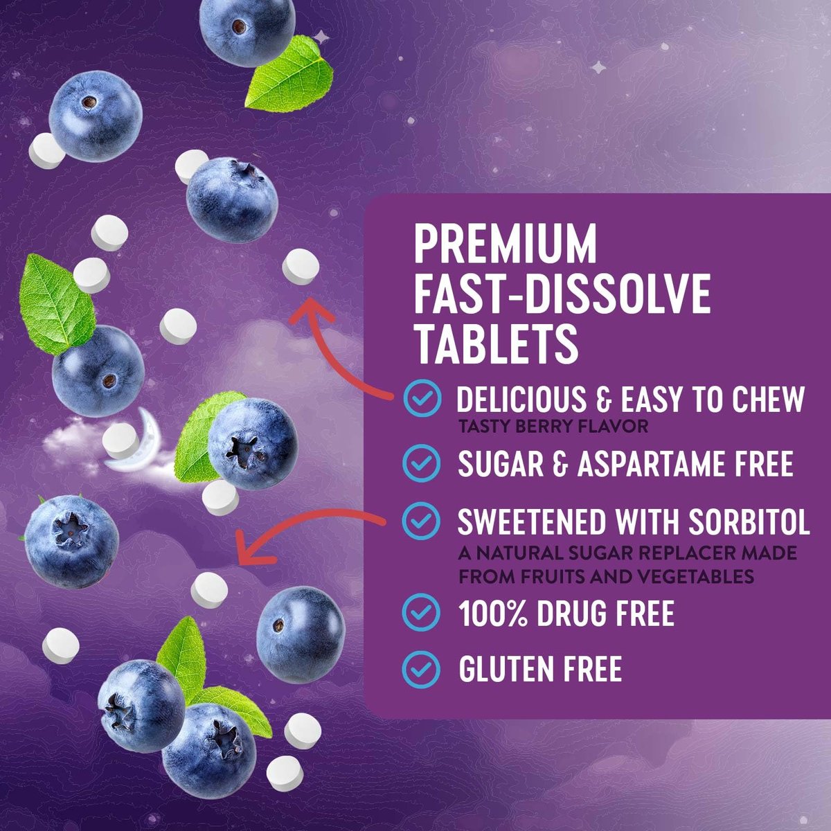 Nature's Peak Melatonin Schlafunterstützung - 10mg pro Portion, schnell lösliche Tabletten mit Erdbeergeschmack, 240 Stück (60 Tage Vorrat)