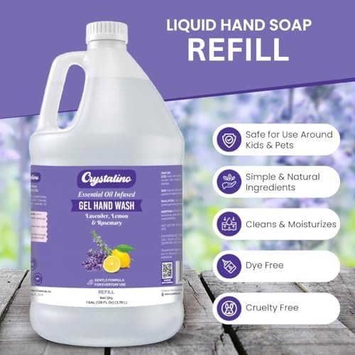 Crystalino Lavendel Ätherisches Öl Handseife Nachfüllpackung (3,78 l) – Flüssigseife für die Hände, nicht antibakteriell, Großeinkauf